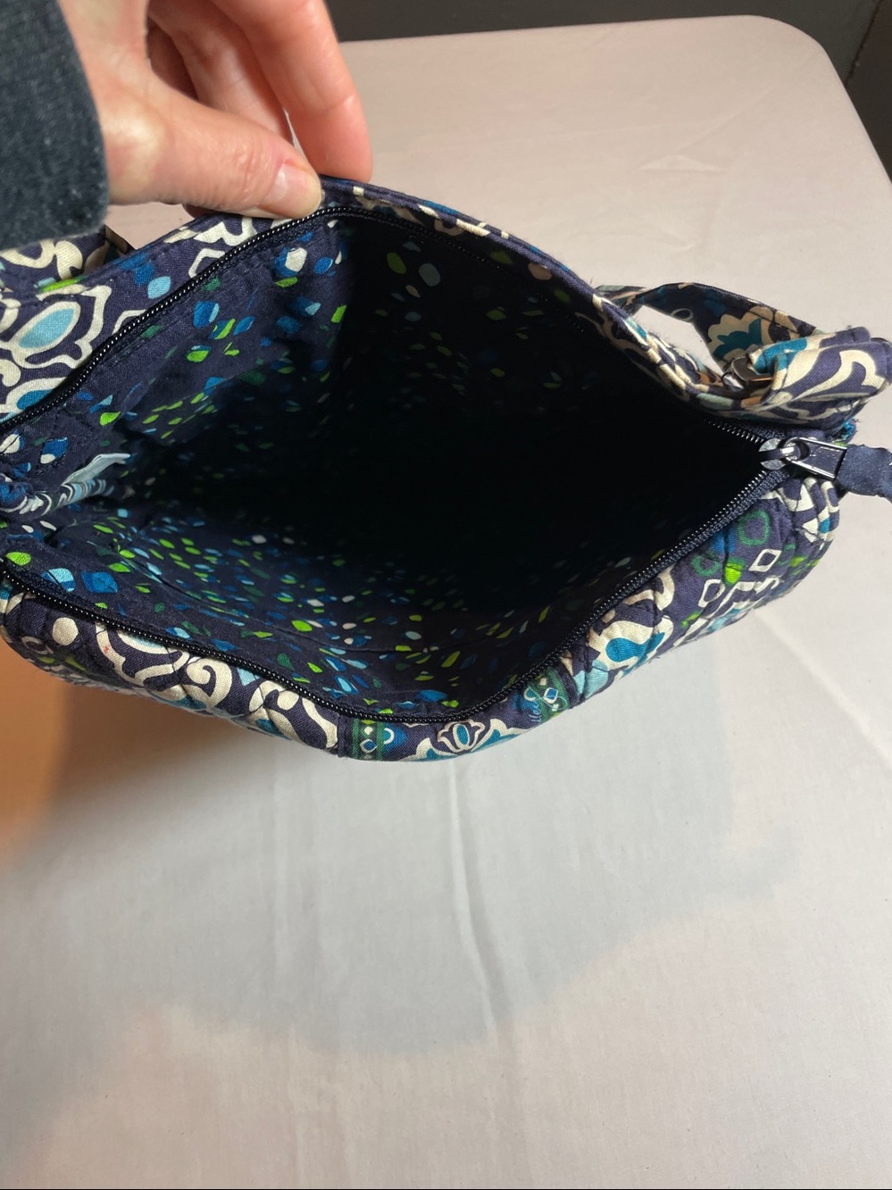 Vera Bradley Navy, Teal & White Quilted Crossbody - Picture 6 of 7